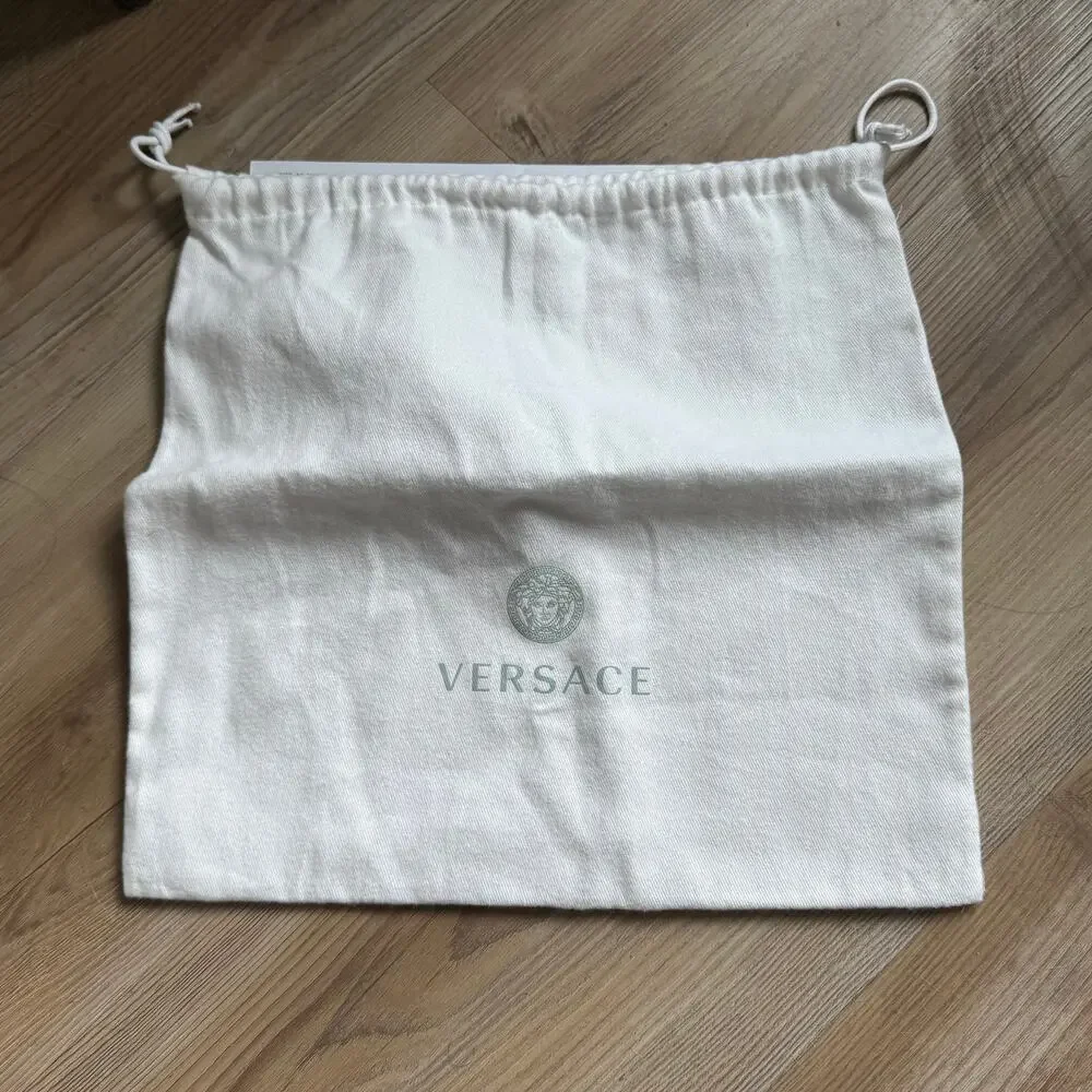 Versace Off White Quilted Leather La Medusa Gold Chain Clutch